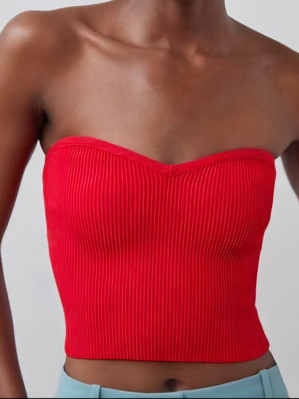 NWOT Aritzia Babaton Sculpt Knit Sweetheart Tube Top - Red Size M